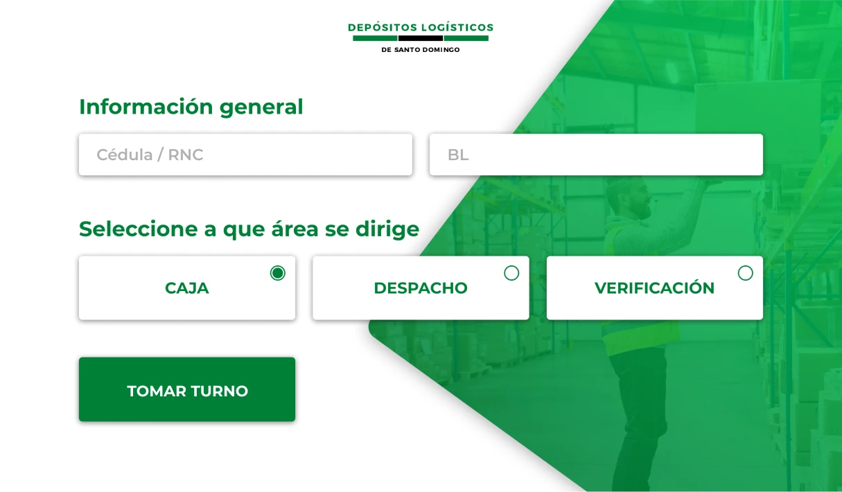 Pantalla para tomar el turno